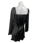 Princess Polly  Black Silk Satin Long Sleeve Cowl Neck Mini Slip Dress Size 4 Photo 2