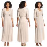R & M Richards New! Women's 2-Piece Sequin Lace Jacket Dress Set 14W Champagne Photo 1