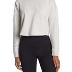 90 Degree By Reflex Terry Brushed Solid Cropped Heather Gray Sweatshirt Sz L NWT Silver Size L Photo 0