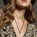 Anthropologie  Mini Pearl Pendant Necklace Gold & Black Photo 3