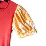 Desigual  Puff Sleeve Cutout Back Knit Midi Dress Red Orange Multicolor M Photo 8