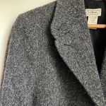 L.L.Bean  Grey Herringbone Tweed Wool Silk Blazer Riding Jacket Heritage Classic Photo 5