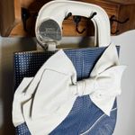 Bodei Blue Polka Dot Bow Tote Bag Purse‎ White Handle Unique Photo 1