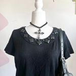 Jones Wear Black Beaded Neckline Top, Y2K, Boho, Glam, Vintage, Retro,‎ Elegant, Medium Photo 1