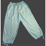 Debra DeRoo 4 Evelyn & Arthur Linen Wide Cargo Capris Pant‎ Set/Bundle Of 2/ Med White Photo 3