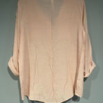 Ny Collection Pink Banded V-Neck Long Sleeve Button Front Lace Top Photo 2