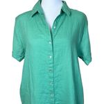 C&C California  Women's M Basic Green Shirt Dress 100% Linen Beachy Minimalist Photo 1