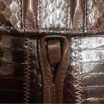 Vintage 70s La Belle snakeskin brown flap closure with split leather strap Photo 6