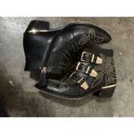 Bashafari Leather studs Ankle shoes Cowboy Boots Metallic black Gold size 39 (8) Photo 2