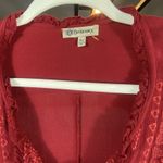 Democracy  Embroidered‎ Women Peasant Top XL Roll Tab Sleeves Red Cottage Stretch Photo 2