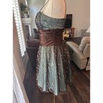 Vtg Y2K Morgan & Co Prom Dress Goth Grunge Vampy Mesh Green Brown 5/6 Fairy Mesh Photo 5