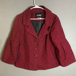 Live a Little  Red Plaid Swing Button Up Jacket Bell Sleeves Size Large Photo 0