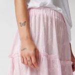 Urban Outfitters  | Baby Pink Feminine Tiered Embroidered Remnants Maxi Skirt, M Photo 2