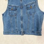 st. john's bay St. John’s Bay Women’s Vintage Denim Vest Corduroy Collar Full Zip Barncore L Photo 3