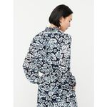 J.Crew Shaded Floral Crinkle Chiffon Smocked Neck Blouse Sz XL Long Sleeve Navy Photo 11