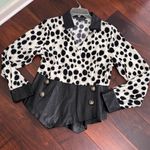 Gracia Black and White Animal Print Wrap Faux Leather Womans Top Size Large Photo 11