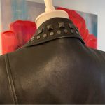W By Worth  Black Leather Studded Motorcycle Vest Top Size 8 M Photo 4