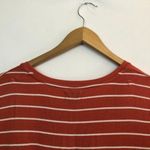 Anthropologie DELETTA Pinched Tunic Orange White Stripe Short Sleeve Rayon Boho Photo 8