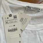 ZARA  Asymmetrical T-Shirt, Size XL, White/Multicolor Cotton Photo 7