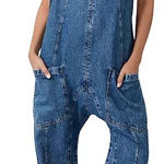 Free People High Roller Sleeveless Jumpsuit Denim Photo 0