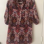 Macy's Coral red boho paisley print satin dress Photo 2