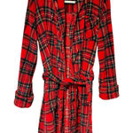 Ralph Lauren Lauren  Red Green Plaid Christmas Belted Fleece Robe Size Medium Photo 0