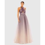 Mac Duggal Multicolor Glitter Ombre Halter Neck Ballgown in Charcoal Ombre US 14 Photo 11