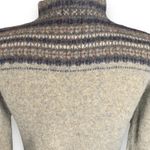 Vintage 90s Fair Isle Wool Cropped Tan Turtleneck Ski Lodge Cozy Knit Sweater Photo 4