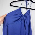 Banana Republic NWT Satin Blue Neck Tie Halter Top Ruched V-neck Adjustable XL Photo 1