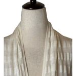 Pas de Calais Sweater Women Medium Ivory Stripe Shawl Collar Knit Cardigan White Photo 4