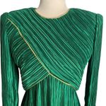 Vintage 80s George F Couture Evening Dress S Green Accordion Pleats Designer Zip Photo 1