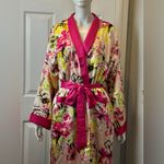 Cacique  Floral Satin Barn Robe Set with Pink and Green Accents Size 14/16 Photo 6