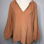 Nation Ltd  Gauze V-Neck Blouse Rust Orange 100% Cotton Women’s XL Photo 0