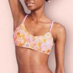 Wild Fable retro floral bikini top pink orange size D/DD Photo 0