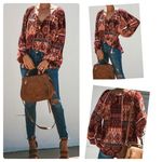 VICI  boho vneck peasant top with tassels size small Photo 1