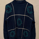 Dress Barn Black Turtleneck Sweater with Green Embroidery Photo 0