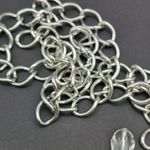 Chunky Chain 3" Large Key Pendant Necklace Dangle Crystal Beads Front Clasp 25" Silver Photo 6