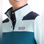 Vineyard Vines Color Block Fleece Snap Shep Shirt Teal Blue Photo 1