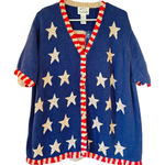 Quacker Factory Stars & Stripes Cardigan Sweater –2X Blue Size XL Photo 0