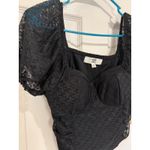 Madden NYC Bustier Crop Top Lace Puff‎ Sleeve Square Neck Blouse Black M Size M Photo 1