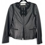 Elie Tahari Eli Tahari | S | Jacket Blazer Leather Lamb Black Ribbon Detail Cropped Women Photo 0