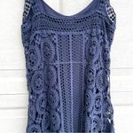 NWT V Christina Womens Dress Navy Blue Crochet Sleeveless Mini Medium Photo 6