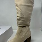Dream Paris Dream Pairs Beige Cream Stacked Heel Pointed Toe Chunky Heel Knee Boots Size 9 Photo 3