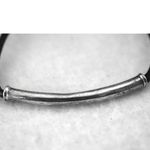 Source Unknown Trendy Silver Tone Tube Black Leather Cord 8 Inch Lobster Claw Clasp Bracelet Photo 1