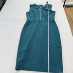 Calvin Klein  Teal Sleeveless Stretch Crepe Front‎ Zip Sheath Dress Size 10 Photo 7