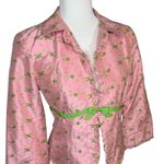 Nanette Lepore Vintage Blazer Jacket Size 4 Pink Green Silk Embroidered Cropped Photo 2