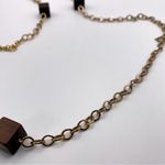 Vintage MCM Square Wooden Gold Tone Link Necklace and Bracelet Set Photo 3