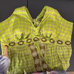 Vtg 60 Style Sz 16 Silk Maxi Halter Dress Babydoll Retro Academia Nature Artsy Green Photo 8