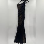 Norma Kamali  Diana Fishtail Gown in Black Mesh & Nude Photo 6