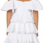 Caroline Constas Irene Ruffle Tiered Off Shoulder White Eyelet Mini Dress Size 4 Photo 1